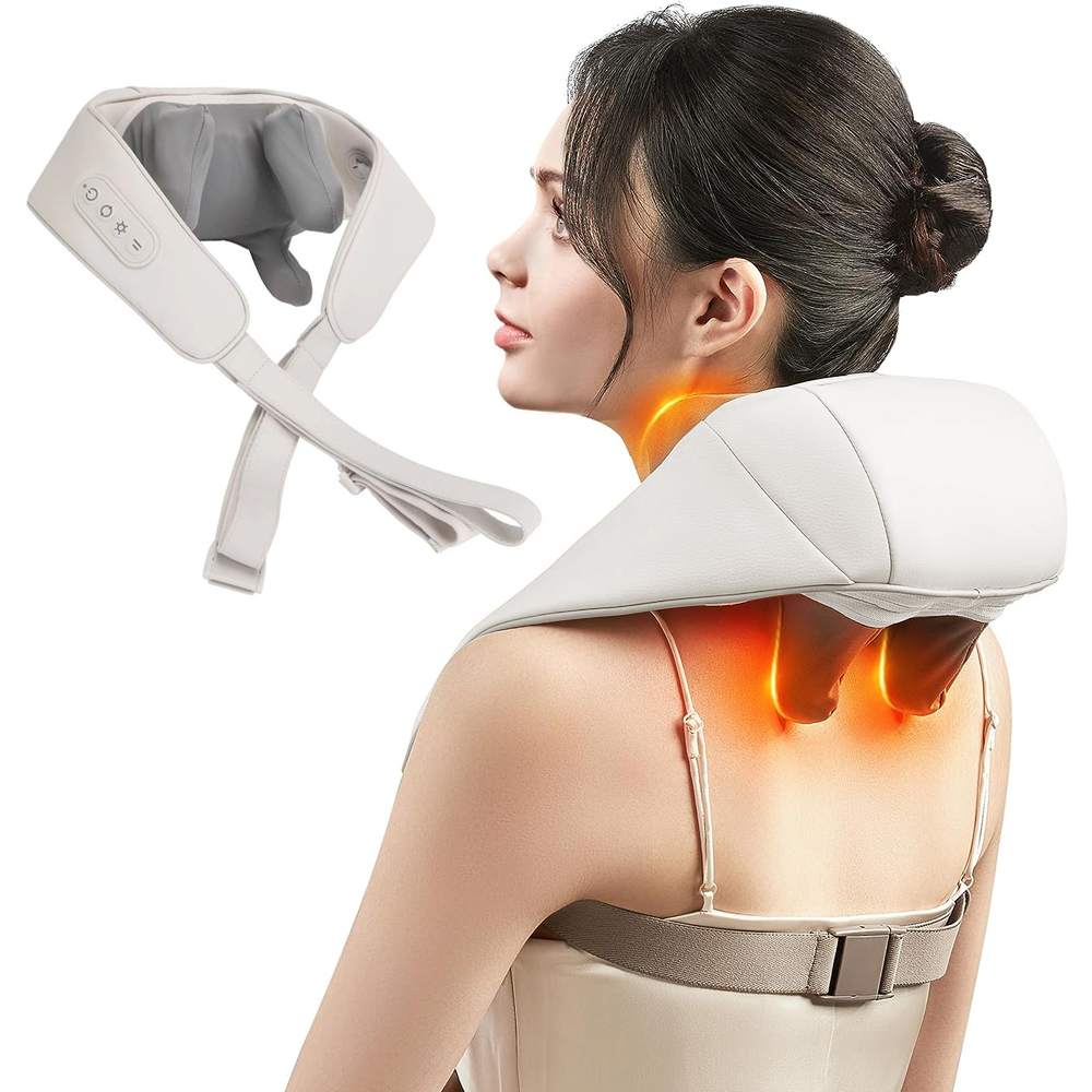 Kneading Massage Shawl Neck and Back Massager with Soothing Heat – EnovaCare
